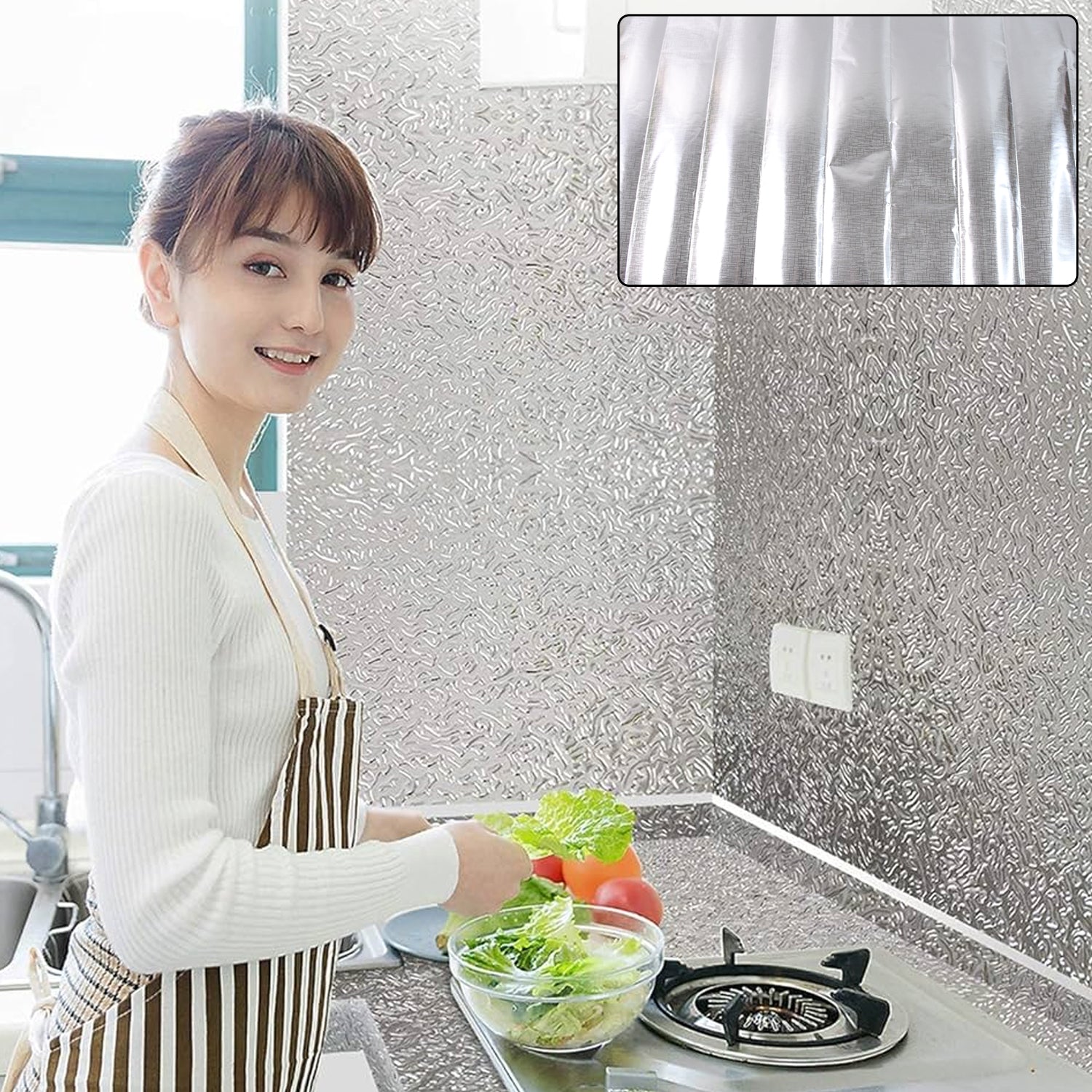 Aluminium Kitchen Wall Sheet Aluminium Without Adhesive (3 Pc  50x90 Cm) Aluminium Kitchen Wall Sheet Aluminium Without Adhesive (3 Pc  50x90 Cm)
